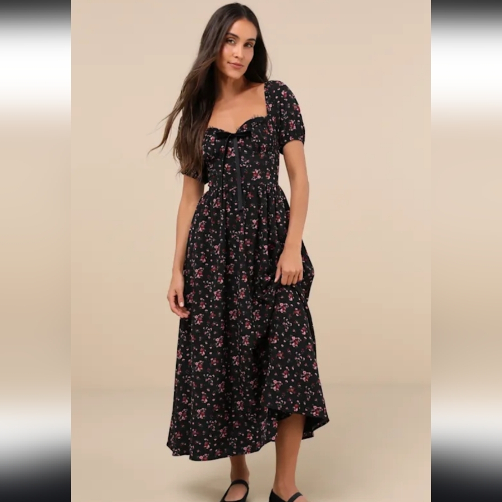 Floral And Lace Aline Midi Dress